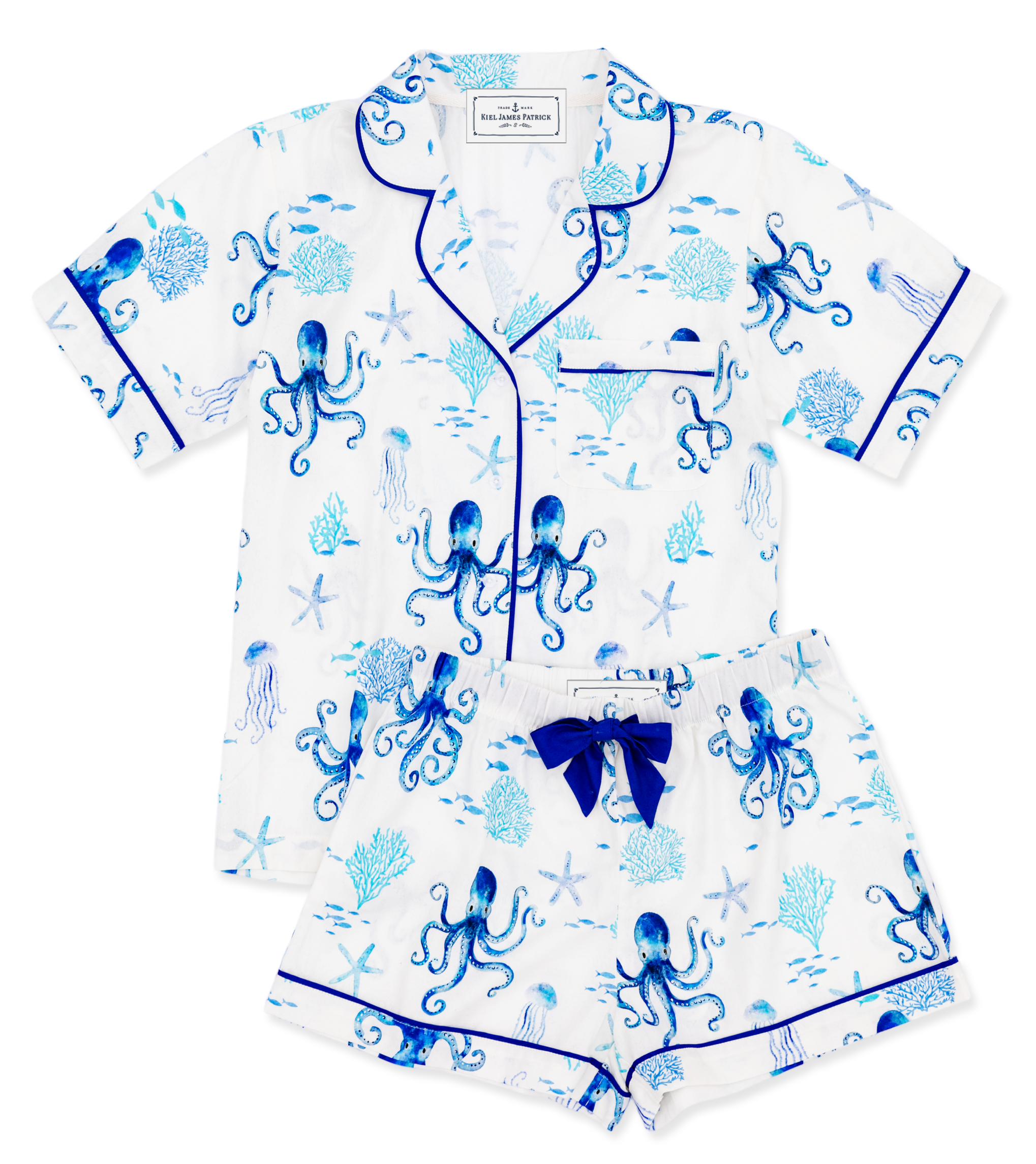 Octopus Garden Drawstring Shorts Pajama Set