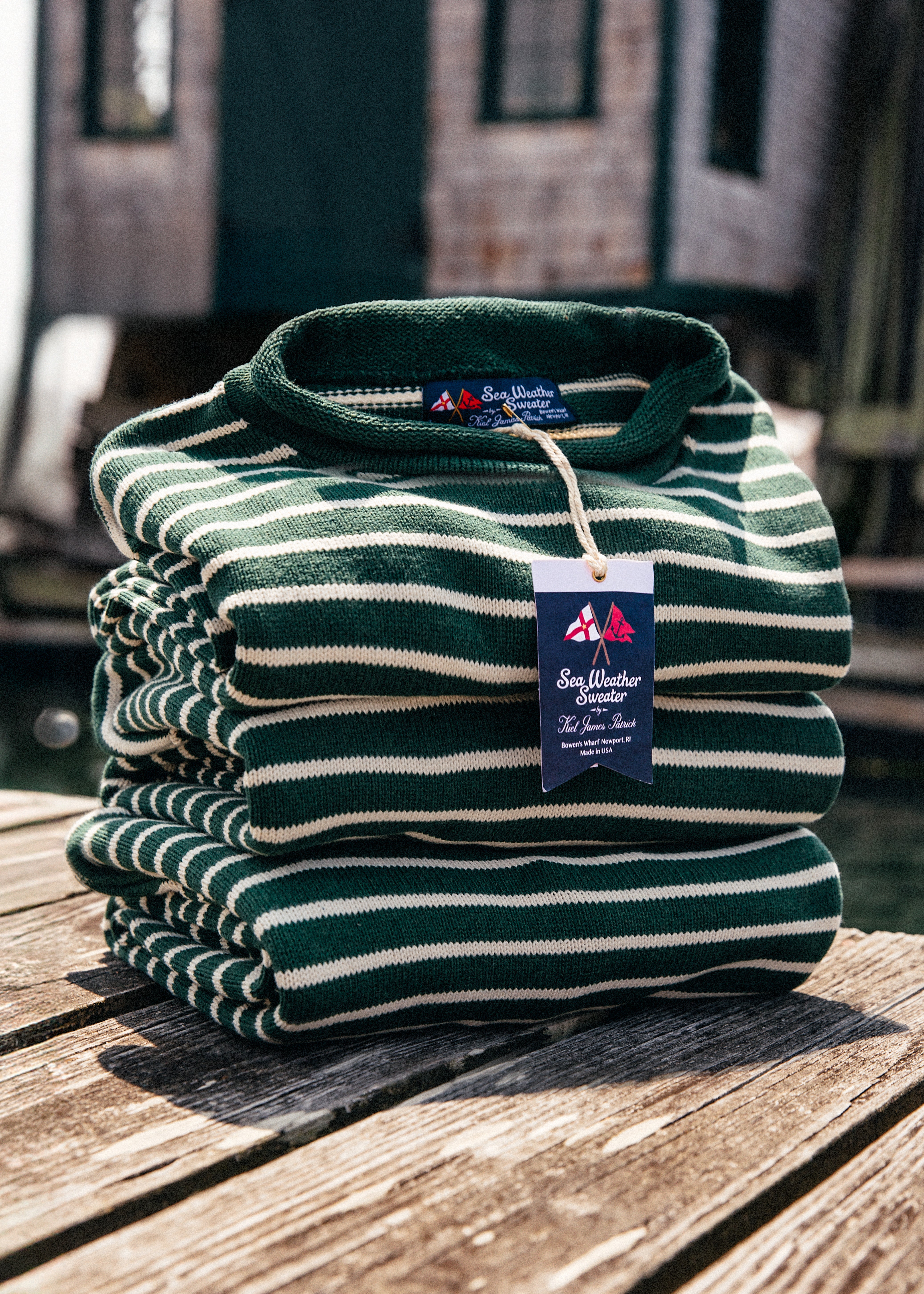 Douglas Green Striped Rollneck Sweater - Men's