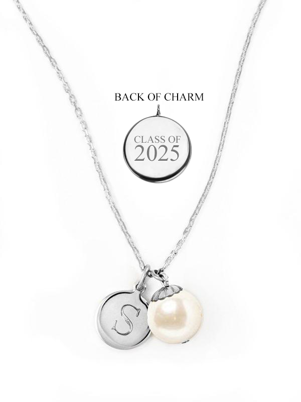 World's Your Oyster Engravable Silver Graduation Necklace