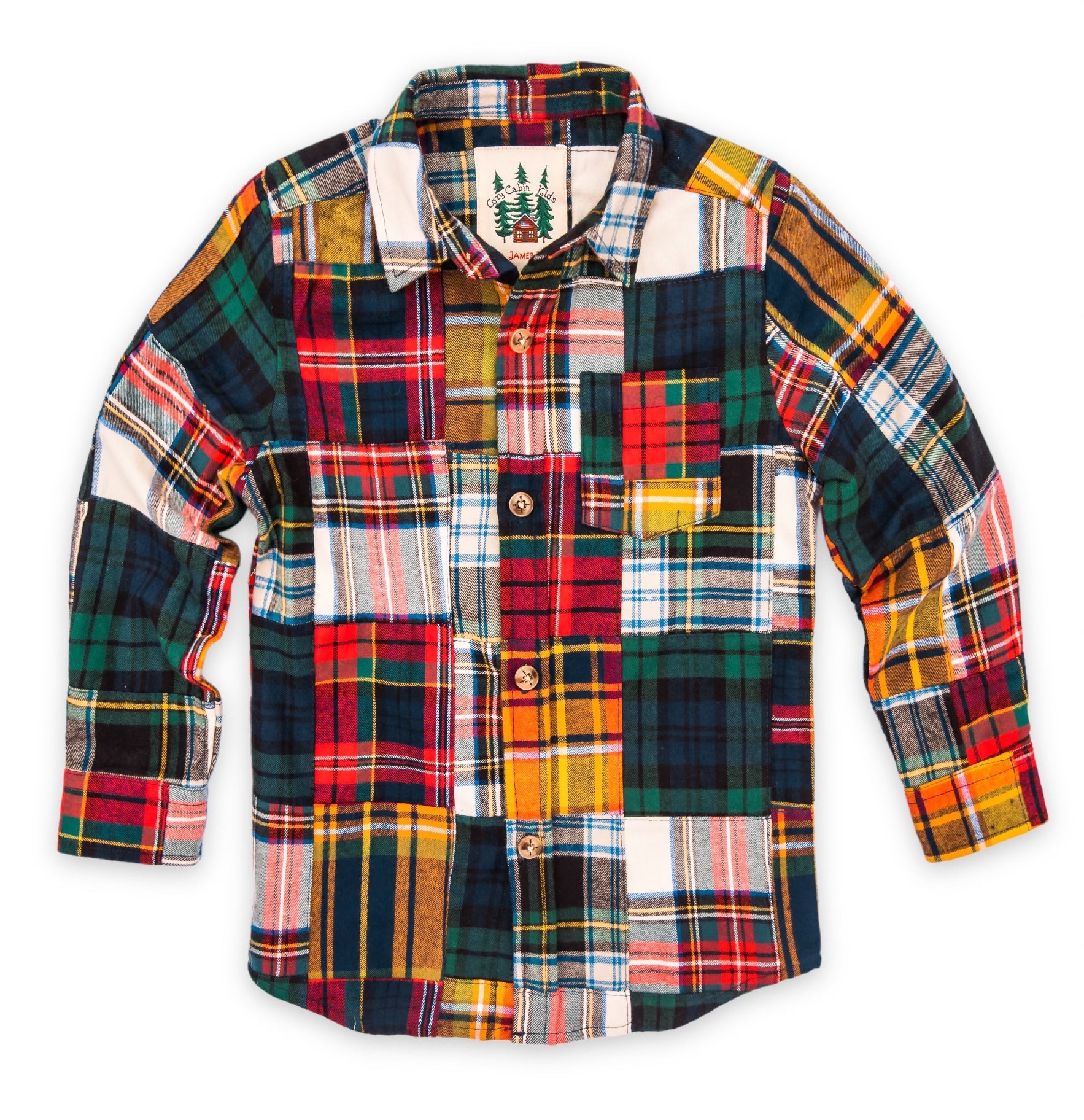 Holiday Patchwork Kids Flannel Shirt