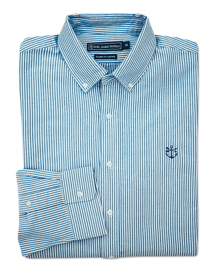 Cape Oxford Shirt in Blue and White Stripe